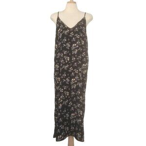 Rope Picnic Strappy Open Back Maxi Dress Black Floral Rayon Women Size 38/Small